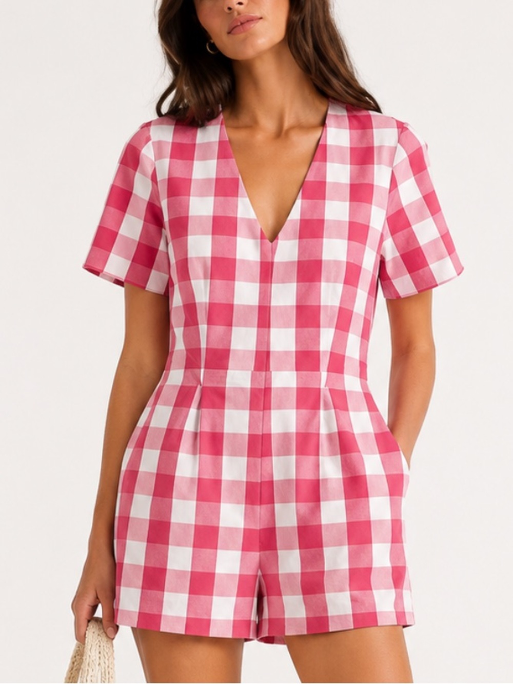 DRAPER JAMES 100% Cotton Red and White Gingham Romper Size 2